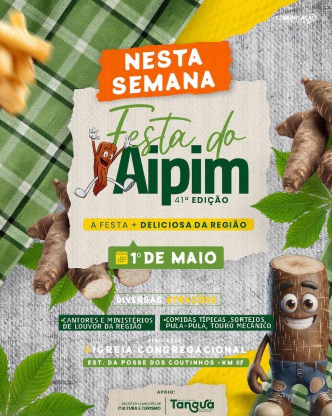 Tanguá realiza 41ª edição da tradicional Festa do Aipim com gastronomia típica e shows gratuitos nesta sexta-feira